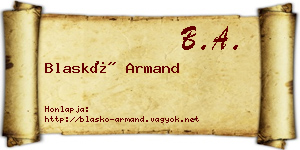 Blaskó Armand névjegykártya