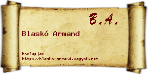 Blaskó Armand névjegykártya
